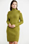 Off-The-Shoulder Full Fisherman Knit Dress - Green - 5