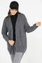 Long Knitwear Cardigan with Pockets - Dark Gray - 2