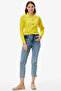 Piece Detailed Polo Collar Buttoned Knitwear Crop - Light Yellow - 2