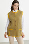Ribbed Double Color Wool Knitwear Vest - Sun - 4