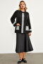 Wide Fit Knitwear Cardigan with Leopard Detail - Black - 2