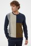 Multicolored Block Pattern Knitwear Sweater - Navy Blue - 2