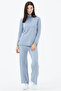 Full Turtleneck Sweater Trousers Knitwear Set - Blue - 2