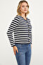 Colorful Striped Knitwear Short Cardigan - Navy Blue - 3