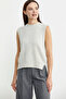 Wool Knitwear Sweater - Open Back and Tie, Bone Model - 4
