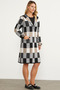 Colorful Long Cardigan with Block Pattern - Black - 2