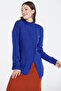 Women's Slit Knitwear Sweater - Cobalt Blue - 2