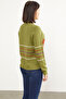 Color Striped Knitwear Sweater with Block Pockets - Green - 5