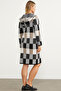 Colorful Long Cardigan with Block Pattern - Black - 6