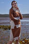 Full Fishing Sweater Skirt Knitwear Set - Bone - Tan - 2