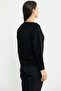 Motif Detailed V-Neck Wool Knitwear Sweater - Black - 6