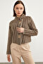 سترة تريكو بياقة واقفة منقوشة بنقشة Houndstooth - مينك - 2