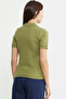 Polo Neck Short Sleeve Knitwear Sweater - Green - 6