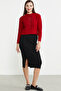 Hair Braid Motif Crop Wool Knitwear Sweater - Red - 4