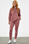 Stand Collar Comfortable Fit Tracksuit Set - Rose