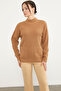 Honeycomb Knit Stand Collar Knitwear Sweater - Camel - 4