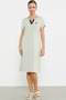 Combed Cotton Dress with Marine Collar Detail - Green - 3
