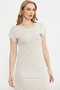 Marine Combed Cotton Dress with Embroidery Detail - Brown - 3