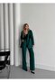 Women's Emerald Green Blazer Jacket Palazzo Pants Suit - 5