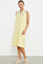 Polo Neck Marine Striped Dress - Yellow - 5