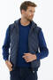 Quilted Hooded Zippered Knitwear Vest - Navy Blue - 4