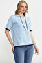Hooded Color-Blocked Striped T-Shirt - Blue - 4