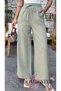 Women's Linen Elastic Waist Palazzo Trousers - Lined Relaxed Fit Loose Wide Leg Summer Palazzo - 5