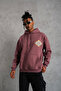 Men's 3 Thread Cotton Hooded Printed Sweatshirt with Pockets - Dusty Rose - 3