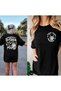 Women's Printed T-Shirt Short Sleeve Crew Neck Oversize Comfortable Fit T-Shirt - Black - 2