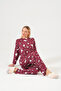 Women's Plum Pajama Set – Polar Bear Pattern, Crew Neck, Comfortable and Modern - 5