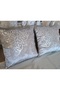 2 Pieces Velvet Cushion Cover/40X40Cm/Silvery Faux Leather Embroidered/Grey Silver