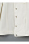 White Shirt Collar Women's Jean Jacket - 6