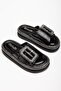 Women's Stoned Wedge Heel Slippers with Black Sole and Stone Detail