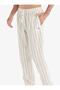 Men's Viscous Linen Claret Red Striped Cream Single Bottom C2T2N7O04