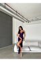 Thin Strap Skirt Asymmetrical Flounce Scuba Fabric Evening Dress 581708 Purple - 2