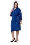 Large Size Double Breasted Jacket Collar Ornamental Button Detail Three Quarter Sleeve Cobalt Blue Dress - 5