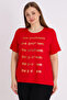 Red Short Sleeve Printed Women's Large Size Comfortable Fit T-Shirt - 2
