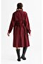 Long Sleeve Flannel Fall Belted Autumn and Winter Coat Burgundy Brd - 2