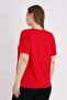 Red Short Sleeve Printed Women's Large Size Comfortable Fit T-Shirt - 4