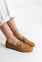 Luna Tan Genuine Leather Women's Buckle Ballerinas - 3