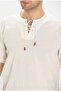 Large Size Short Sleeve Sile Cloth Studded Men's Summer Tshirt Cream 3002 - 3