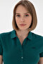 Women's Dark Green Basic Polo Neck T-Shirt 50305764 -Vr101 - 2