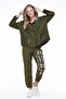 Long Sleeve Hooded Dimple Flannel Autumn and Winter Coat Khaki Hk - 5