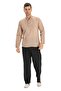 Long Sleeve Slub Cotton Bodrum Men's Summer Tshirt Brown 9010 - 6