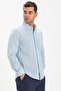 Long Sleeve Narrow Fit Şile Cloth Single Pocket Men's Summer Shirt Ice Blue 3027 - 4