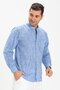 Long Sleeve Şile Cloth Judge Collar Single Pocket Men's Summer Shirt Blue Melted 3077 - 3