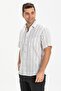 Large Size Short Sleeve Sile Cloth Single Pocket Men's Shirt White Black Striped 3006 - 3