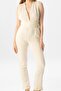 Sleeveless Alisa Chile Cloth Back Detail Tie-Up Summer Jumpsuit Cream Cream - 3