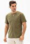 Short Sleeve Sile Cloth Crew Neck Men's Summer Tshirt Khaki 3049