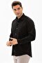 Long Sleeve Sile Cloth Single Pocket Men's Summer Shirt Black 3003 - 4